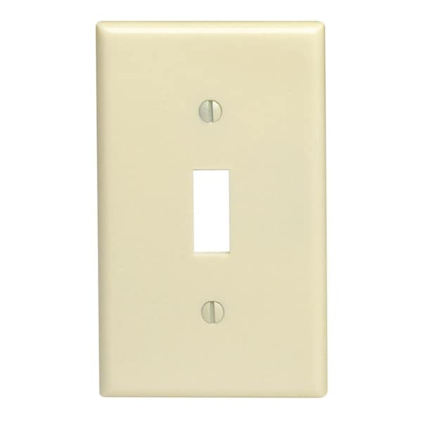 Leviton Wallplate, 4-1/2 in L, 2-3/4 in W, 1 -Gang, Thermoset, Ivory, Smooth, 10PK M25-86001-IMP - main